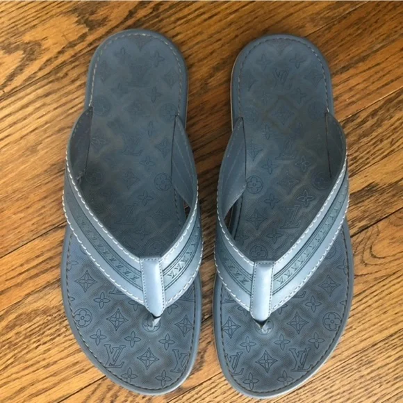 Louis Vuitton Slate Blue Monogram Thong Sandals - size 9
