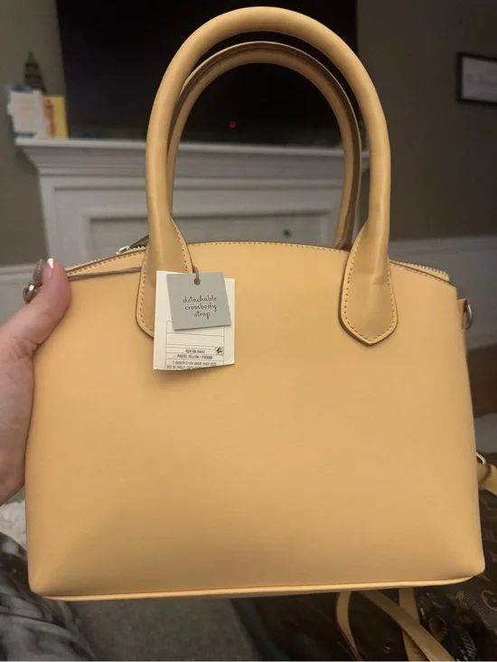 Buttery soft Yellow Top-Handle purse with Detachable Crossbody Strap