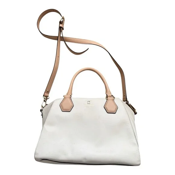 KATE SPADE Catherine Street White & Beige Shoulder Bag Satchel Purse NWOT