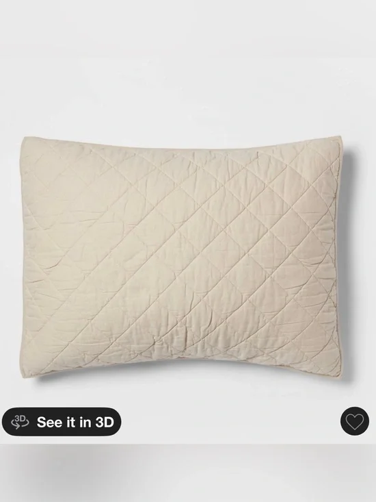 2 Threshold Standard Diamond Stitch Cotton Linen Quilt Sham-Khaki