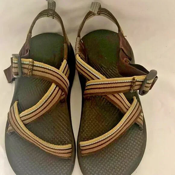 CHACO SANDALS PINK BROWN GRAY SLIDE BUCKLE WOMEN'S SIZE‎ 3 VIBRAM SOLES WATER