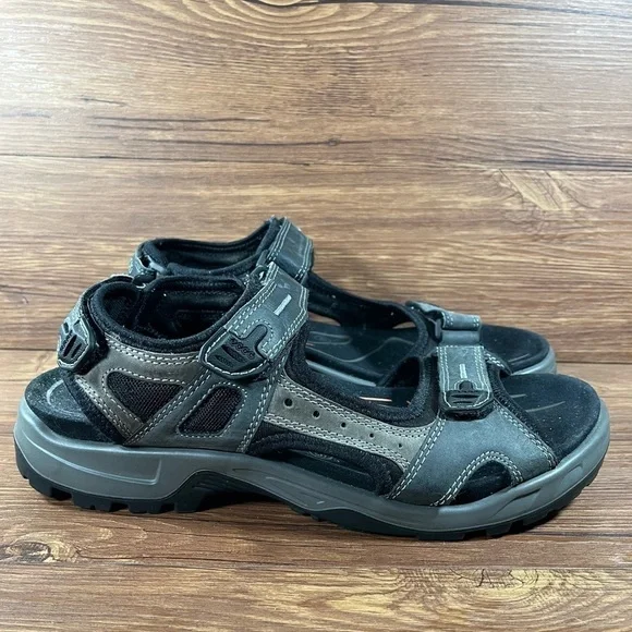 Ecco Yucatan‎ Gray Leather Outdoor Hiking Sandals Men’s Size 12 (46) Shoes