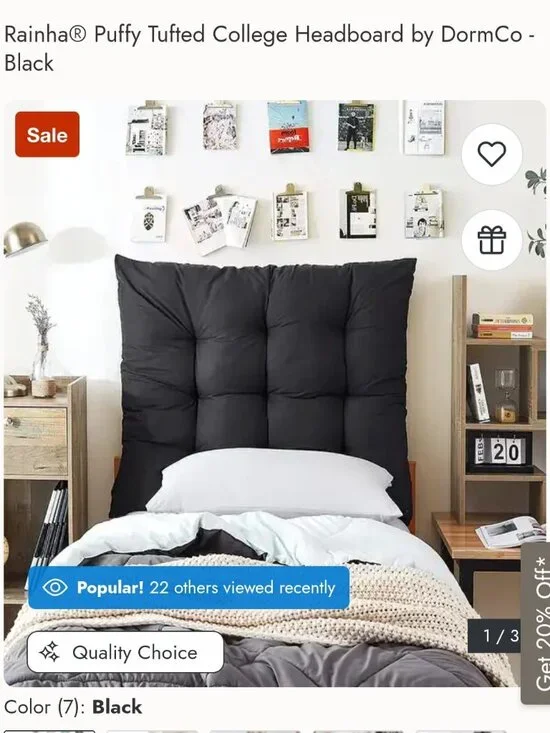 DormCo Black Tufted Pillow Headboard