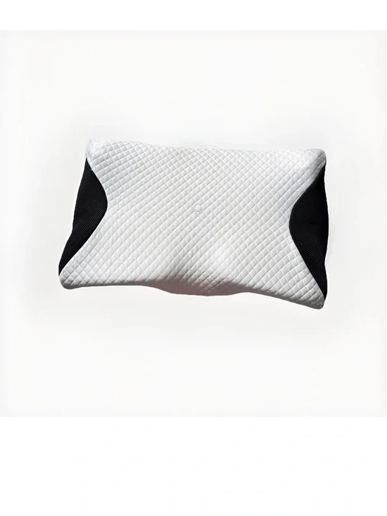 Contour Quilted Memory Foam Pillow in White with Black Accents