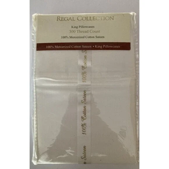 Regal Collection Two King 100% Mercerized Cotton Pillowcases 300 Thread Count