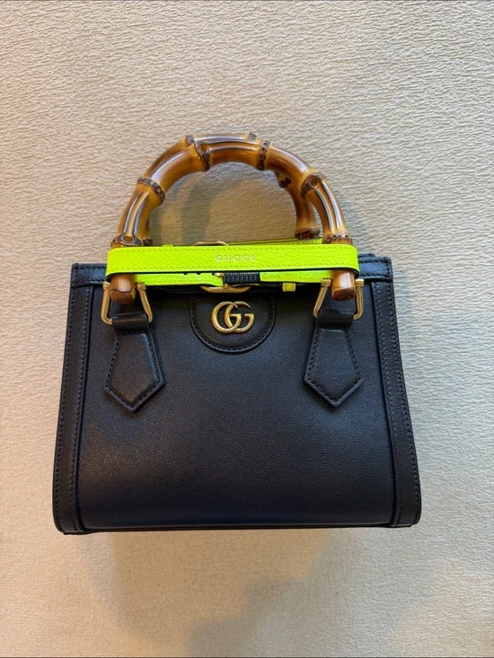 Gucci Black Diana NM Bamboo Handle Tote Leather Mini