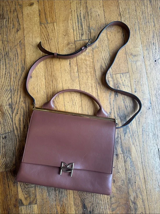 Bruno Magli Mauve-Brown Leather Top-Handle Satchel