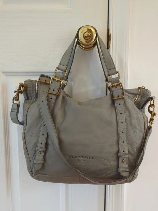 Liebeskin Berlin Gray Leather Elena Satchel Bag