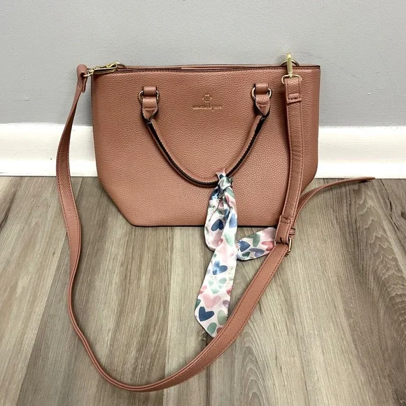 Nanette Lepore Purse Women's Pink Pebbled Faux Leather Satchel Crossbody New