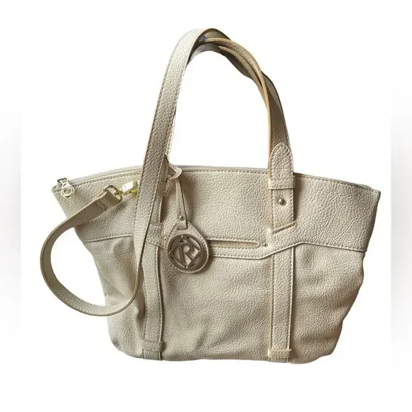 Relic Top‎ Handle Convertible Shoulder Handbag Faux Pebble Grain Leather Cream