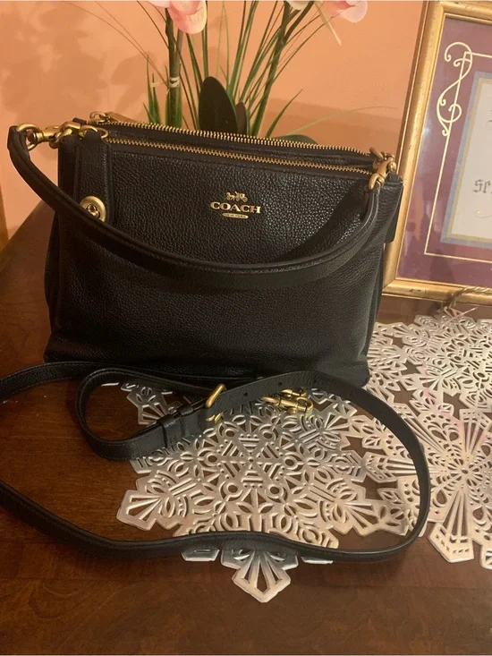 ❤️CLASSY 🎇 COACH 3 ZIPS HAND CARRY PEB LTR SATCHEL HANDBAG XBODY/SH RET.$475
