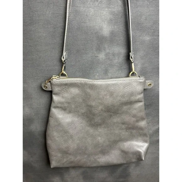 Antik Kraft Gray Vegan Leather Crossbody Bag Medium Satchel Faux‎ Leather Purse