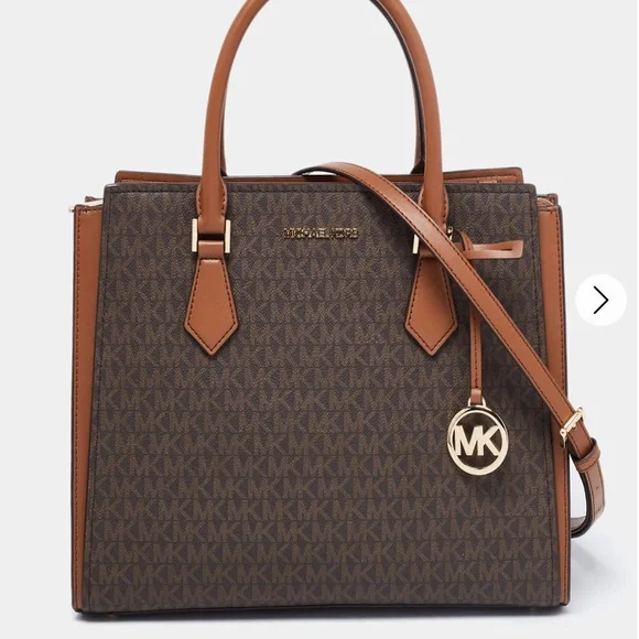 MICHAEL Michael Kors  Lg Logo Satchel Brown