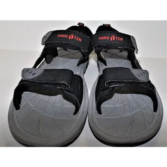Hang Ten 8 men's black sandals fisherman shoes  hook & loop closure