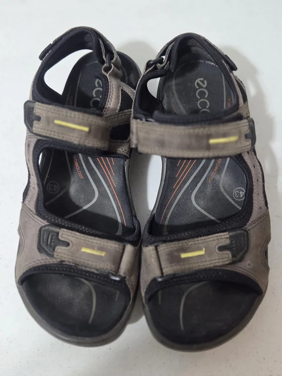 Ecco Men's Brown and Black Leather Sport Sandals