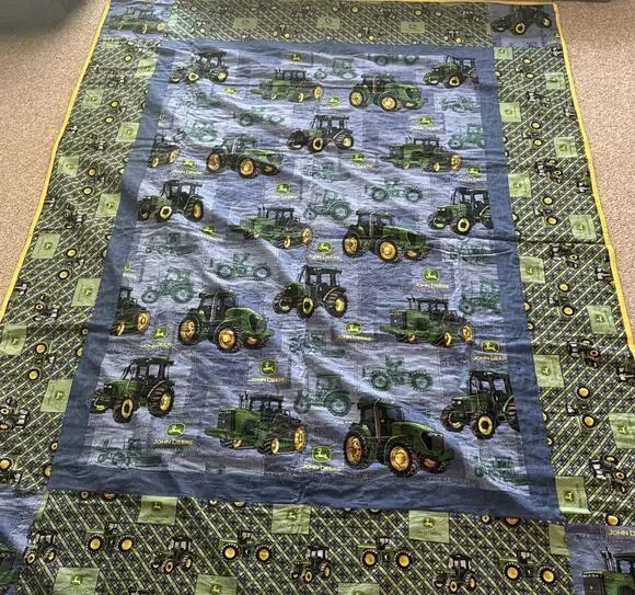 John Deere Tractor Country Style Quilt Blanket 85” By 68” Handmade