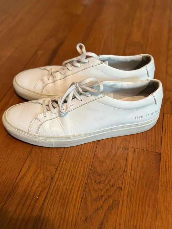 Common Projects White Leather Low Top Sneakers Made in Italy EU 42 US 9