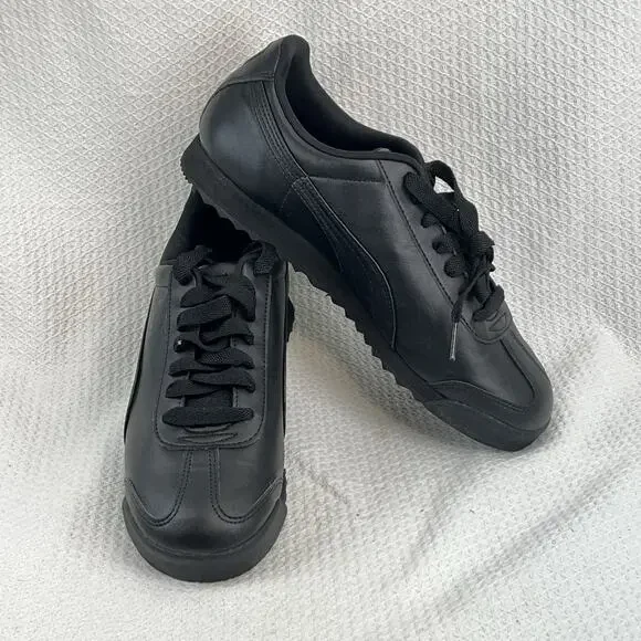 Puma Roma Triple Black Leather Sneakers Men’s Size 8 New EU 40.5 Shoes