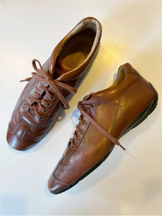 Santoni Nuvola || Leather Sneakers Cognac Brown‎ Lace Cognac Brown Tan 12