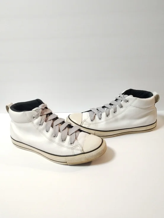 Converse Chuck Taylor All Star White Leather Street Mid Men's Size 10 143726C