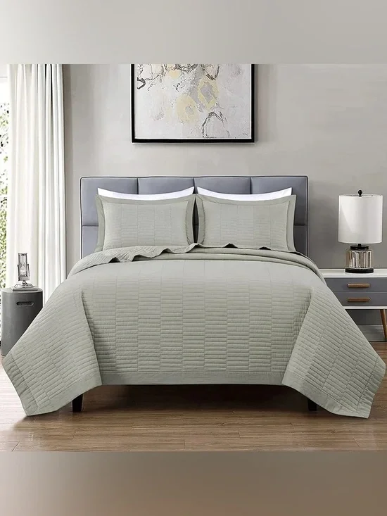 Modern Quilted Queen 3 piece Bedspread Set 100% cotton