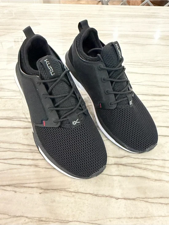 KURU Men's Black Mesh Athletic Sneakers with White Midsole