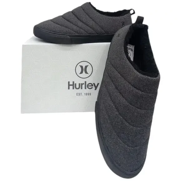 Hurley Men's  Fur Lined ARLO PUFF Clog Gray Slip On Loafers Casual Sneakers 9