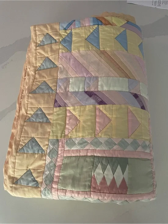 Pastel Patchwork Quilted Throw - Soft Multicolor Pastels