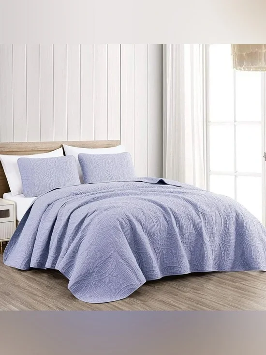 Classic Quilted king 3 piece Bedspread Set in Lavender