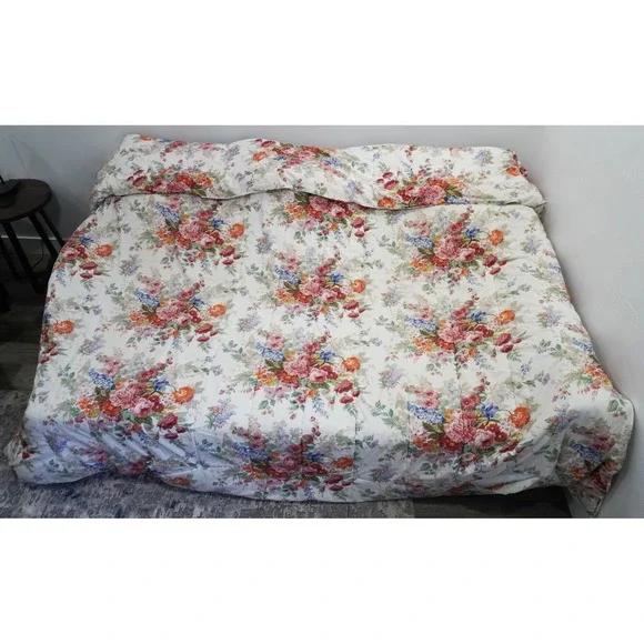 VTG Ralph Lauren Southampton Beach House White Floral KING Quilted Comforter