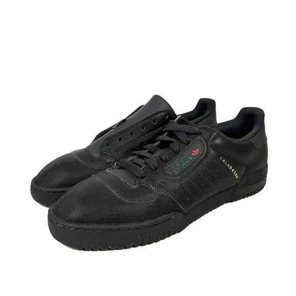 Adidas Yeezy Powerphase Calabasas Black Leather Sneakers Shoes Mens 7.5‎