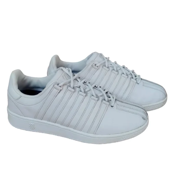 Men's Classic K-Swiss White‎ Leather Varsity Sneakers size 7½ White School