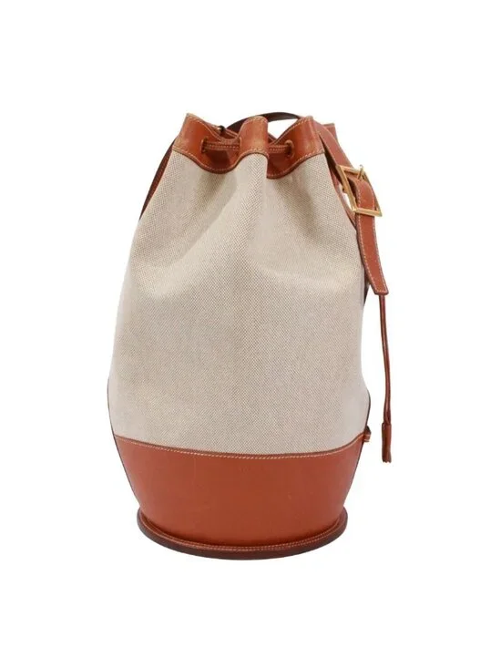 Hermes Standee Toile Ash Courchevel Leather Ivory Brown Shoulder Bag Gold
