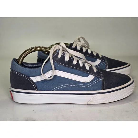 VANS Old Skool‎ Juniors Sneakers Size 6 Navy Blue White Skate Suede Canvas Shoes