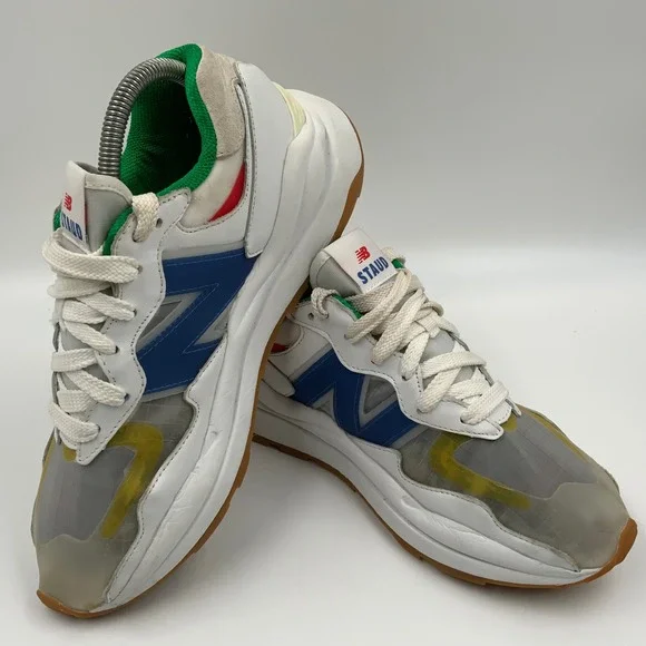 New Balance x STAUD 57/40 White Blue Green Yellow Mens Sneakers M5740SR Size 7.5