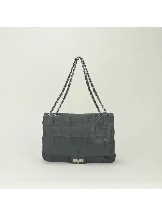 Chanel 2.55 Line Shoulder Bag Calfskin Gray Glay Silver Chain