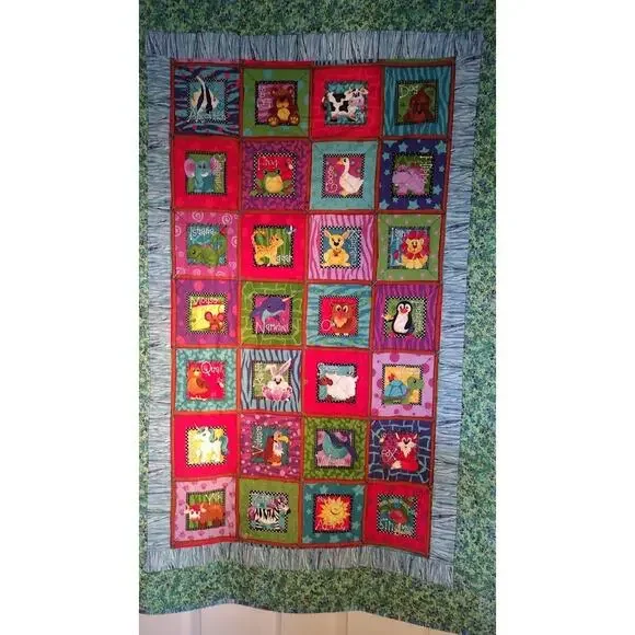 Andover Alpha‎ Buddies Finished Baby Quilt, Bright Colors, 51