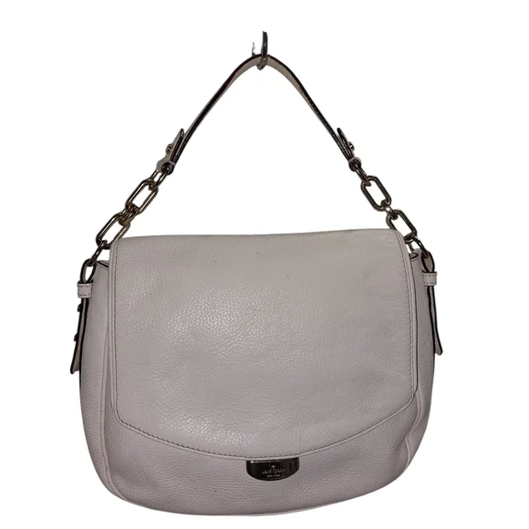 Kate Spade White Shoulder Bag with Chain-Link Strap