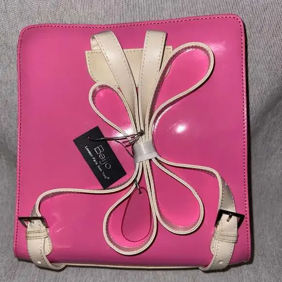 Beijo Hot Pink Patent Faux Leather Shoulder Bag Purse Y2K Barbiecore