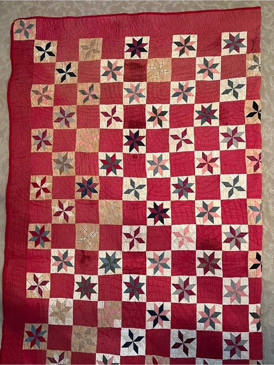 Vintage Antique LeMoyne Star Handmade Quilt