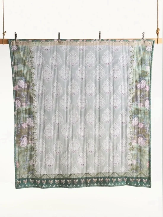 Anthropologie The Printed Textured Cotton Quilt Collection in Sage Tapestry