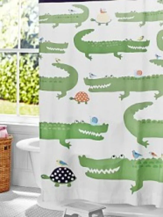 Pottery Barn Kids Alligator Shower Curtain and Bath Mat