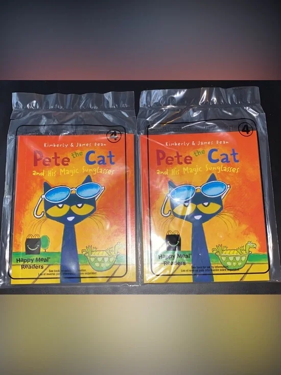 2x Mcdonalds X Books Pete the cat and his magic sunglasses #4 kids readers book