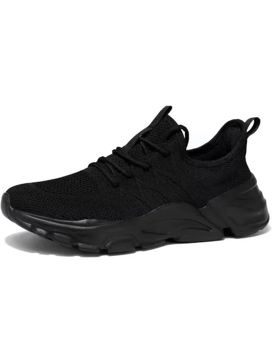 Men's Black Rubber Non Slip Breathable Lightweight Fashion Athletic Sneakers