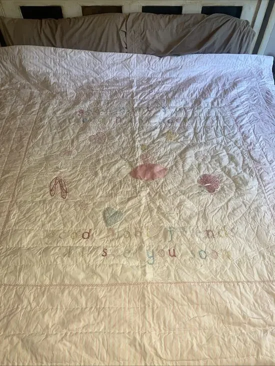 Simply Shaggy Chic Applique Embroidered Quilt Bedspread 84”x 84” Girl’s Princess
