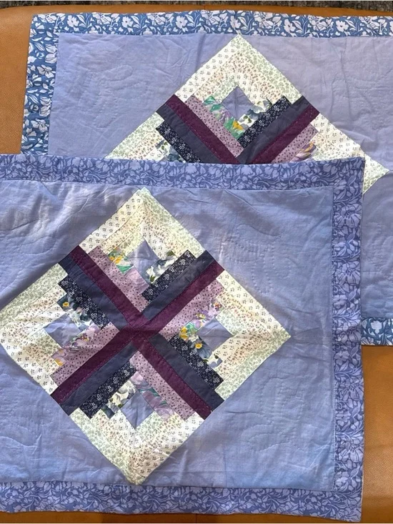 Set of 2 Quilted Patchwork Pillow Shams – 100% Cotton – 21” x 27”