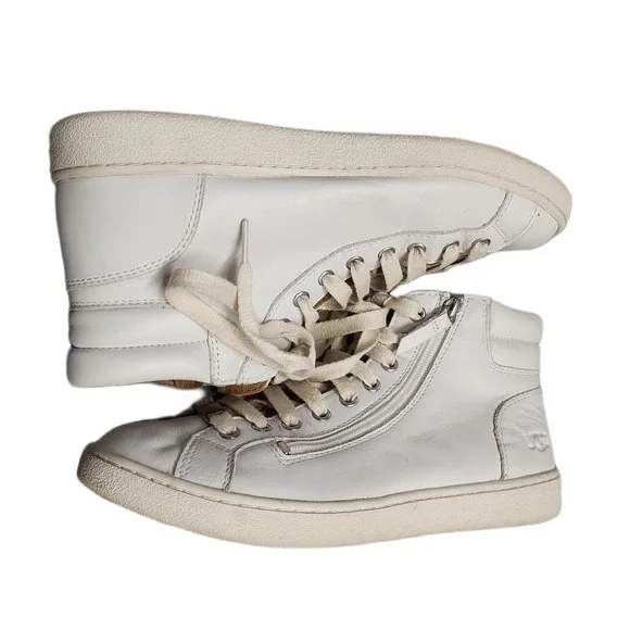 UGG Olive High Top‎ Sneakers Mens US 9.5 White Athletic Comfort Side Zip 1019663