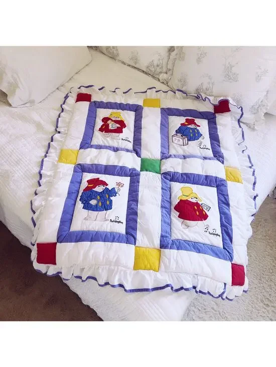 Vintage 1990s Paddington Bear Cuddle Me Quilt Toddler Blanket Nojo