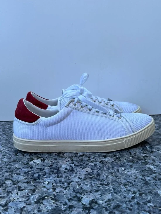 Burberry White Low-Top Men's Sneakers with Red  mesh leather trim men’s SZ 43