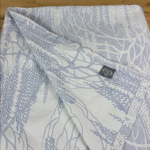 Kevin O’Brien Studio Willow Coverlet Blue White Textured Pattern 88”W x 100”L